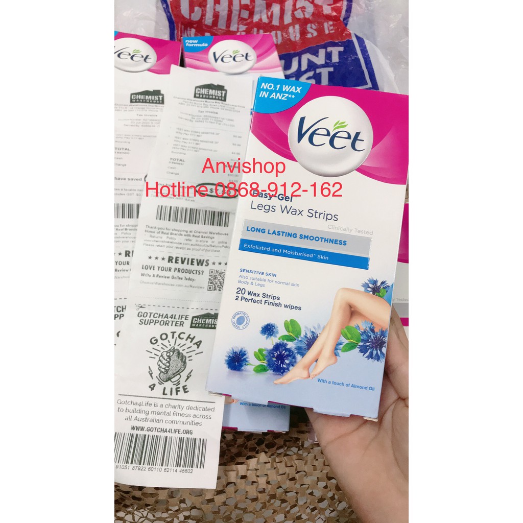 Veet Body waxing kit 20 dải sáp và tinh chất triệt lông hoặc mỡ trăn handmade