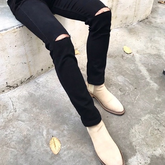 Quần jeans nam rách gối dáng ôm , co dãn , không phai màu phong cách Skinny Jeans Hàn Quốc | BigBuy360 - bigbuy360.vn