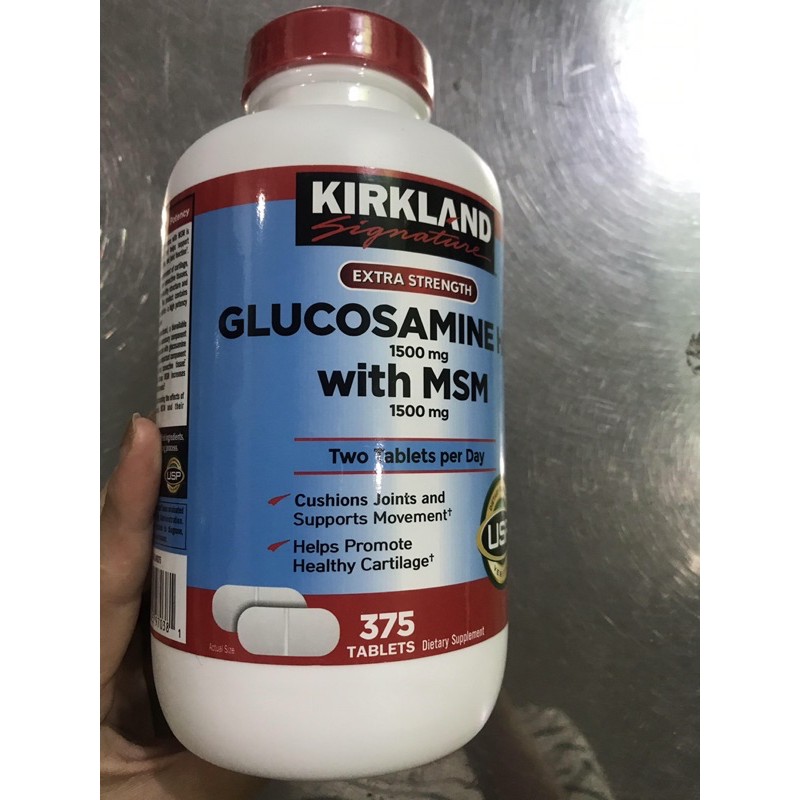 (Date T4/2024) Viên Uống Bổ Khớp Glucosamine HCL 1500mg  With MSM 1500mg glucosamine Kirkland 375 Viên