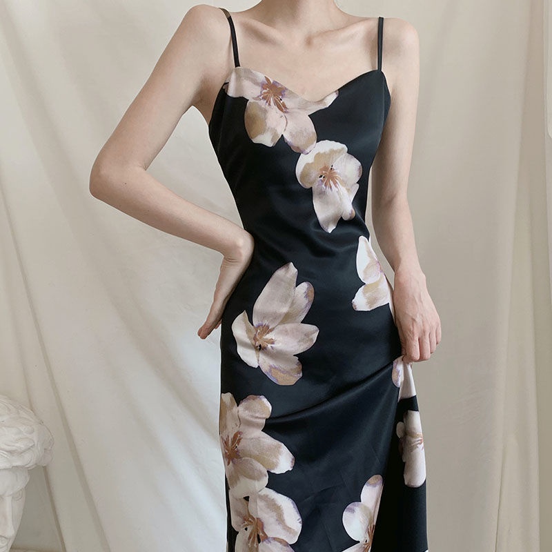 Lady sweet and spicy high sense summer magnolia flower fragmentary lady French sexy suspender pure desire dress short skirt