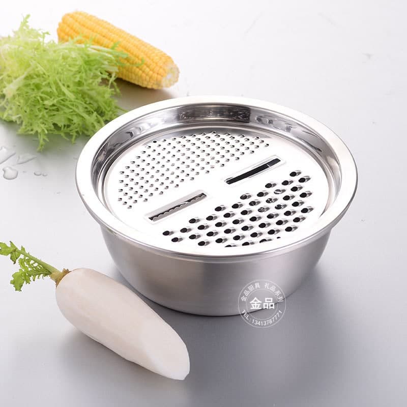 Bộ rổ chậu kèm nạo rau củ quả inox đa chức năng 3in1 cao cấp siêu tiện dụng POT KITCHEN