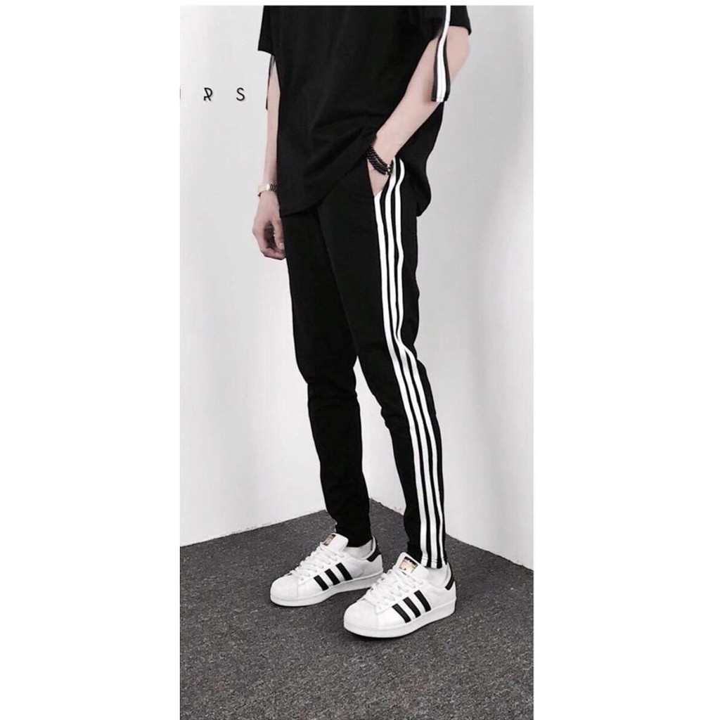 Quần 3 sọc form suông ôm vừa đủ - không quá bó 3 màu Trắng Xám Đen