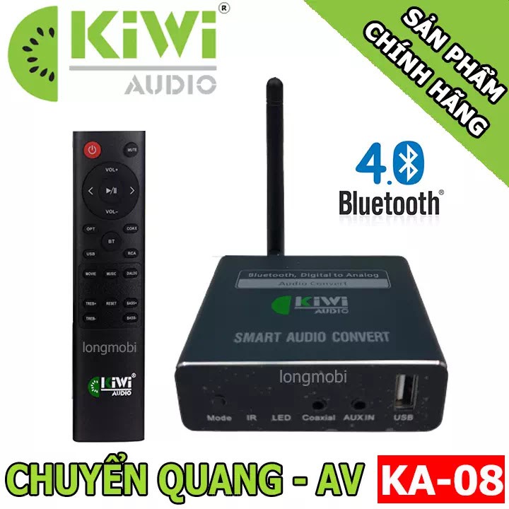 [Mã ELHACE giảm 4% đơn 300K] Bộ Chuyển Đổi Âm Thanh Digital Sang Analog Và Phát Bluetooth 4.0 Kiwi KA08