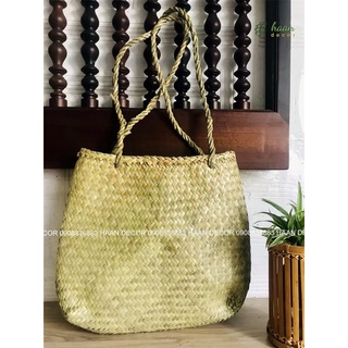 Túi cói đựng đồ; Giỏ cỏ bàng đi chợ, decor tiểu cảnh thân thiện với môi trường