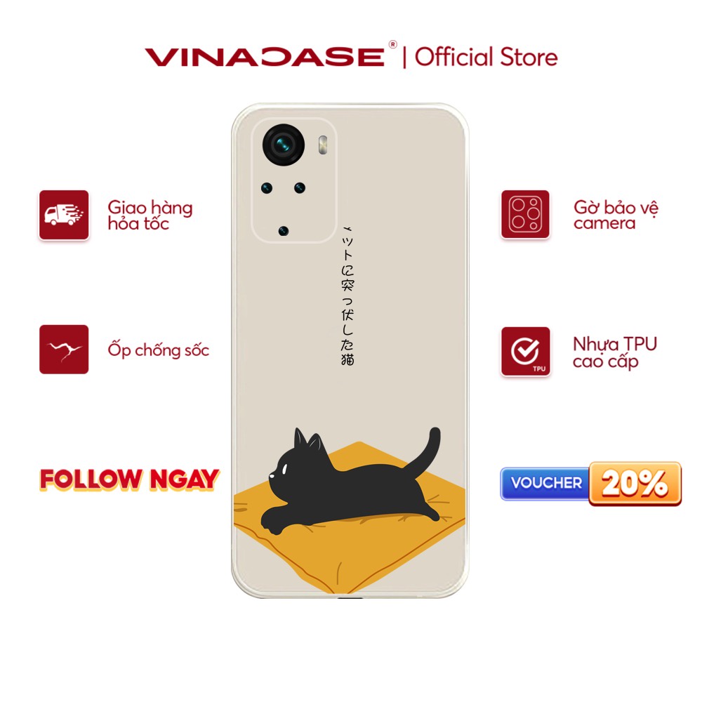 Ốp lưng Vina Case Xiaomi Redmi 10/Redmi 9T/Poco X3/....dẻo cạnh vuông bảo vệ camera hình Mèo lười