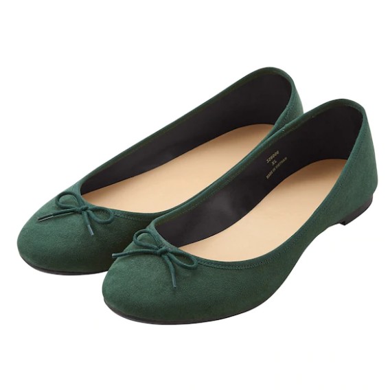 GIÀY BỆT MŨI NHỌN ĐÍNH NƠ NỮ HÃNG GU MÃ 326006 MÀU 55 GREEN SIZE L (CHO CHÂN 24.5CM)