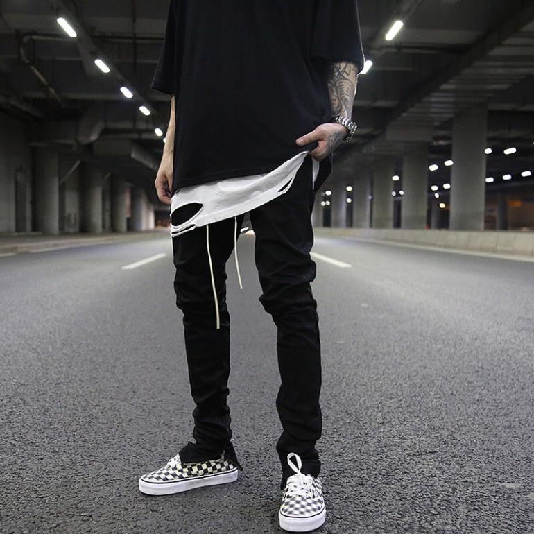 Quần Jean Nam đen trơn Skinny Zipper ( có zip ở ống quần ) phong cách mở | BigBuy360 - bigbuy360.vn