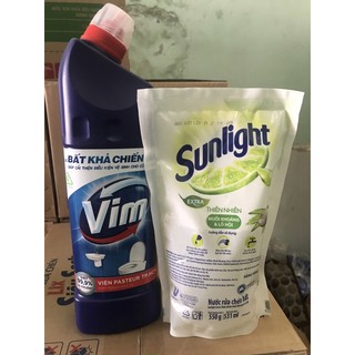 VIM tẩy bồn cầu 900ml.tặng gói rua chén 550g