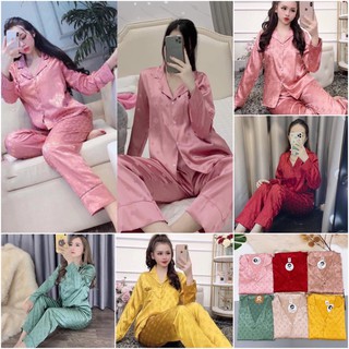 Đồ Bộ Pijama - Bộ Gấm Tay Dài Cao Cấp [Hàng Chuẩn Kèm Video+ảnh thật]