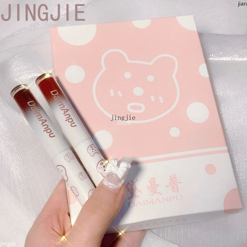 Set 3 Son Bóng Hiệu Ứng Gương Thiết Kế Vỏ Hình Gấu Dễ Thương