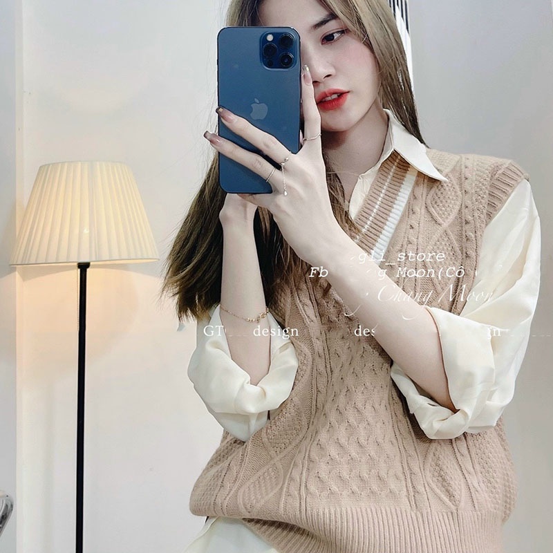 Sét Áo Gile Len Thừng Kèm Áo Sơ Mi Hàng Quảng Châu M0255