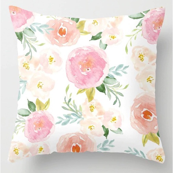 Vỏ gối vuông họa tiết hoa kích thước 40x40cm/ 45x45cm/ 50x50cm/ 60x60cm dành cho trang trí nhà cửa