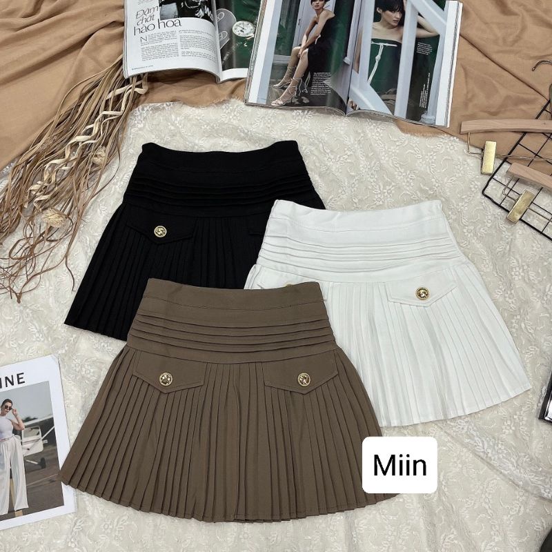 Chân váy xếp ly túi nắp