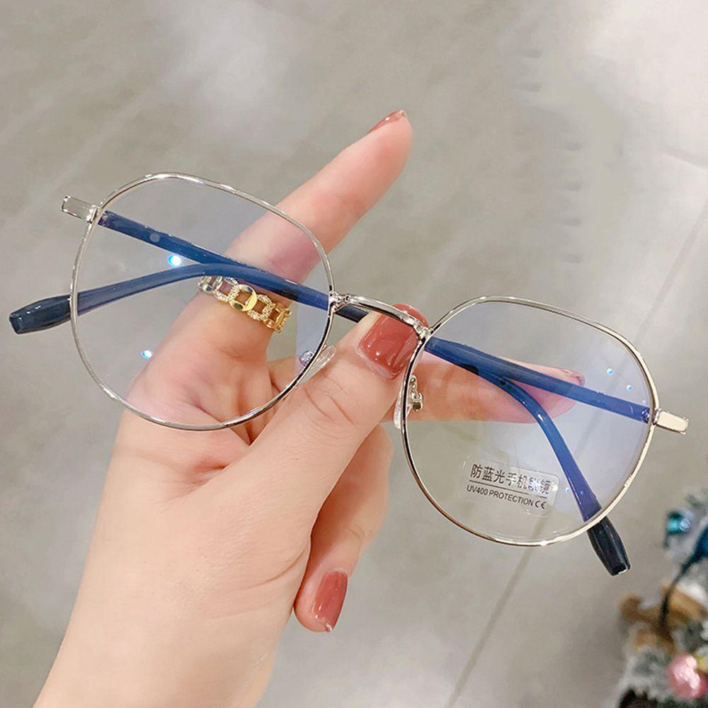 Mắt Kính Gọng Tròn Bằng Kim Loại Chăm Sóc Tầm Nhìn Ánh Sáng Xanh Cho Nữ