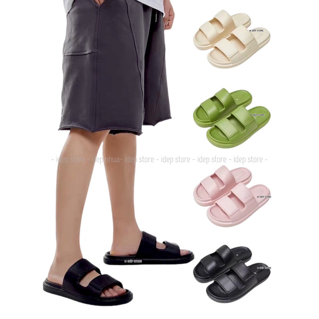 Dép bánh mì 2 quai Unisex đúc nguyên khối siêu nhẹ đi mưa nam nữ iDÉP DL208