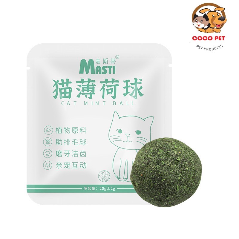 Bóng CATNIP - Cỏ Bạc Hà Hình Viên Nén Tròn Cho Mèo Làm Sạch Răng Miệng,Giúp Tiêu Búi Lông Kích Thích Hưng Phấn