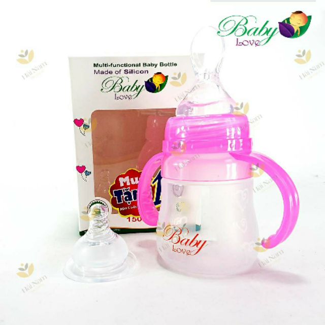 Bình sữa silicon baby love ( tặng 1 núm thìa )