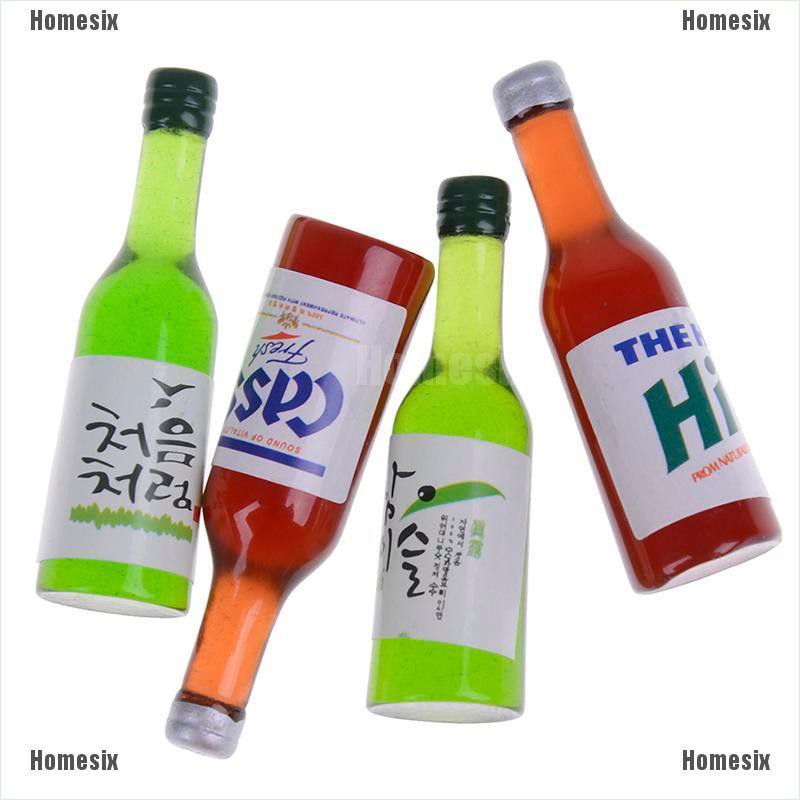 [HoMSI] 4Pcs 1:12 Dollhouse mini wine bottles miniature drinking doll house decor SUU