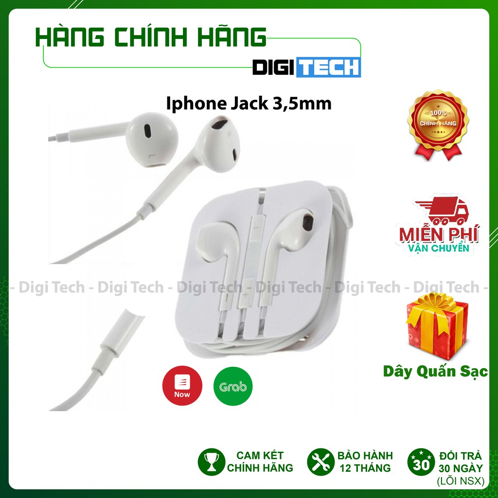 Tai nghe IPhone Jack Tròn 3,5mm Chính Hãng IP5/ IP6 Bảo Hành 12 Tháng ( Quà Tặng Dây Quấn Tai Nghe)