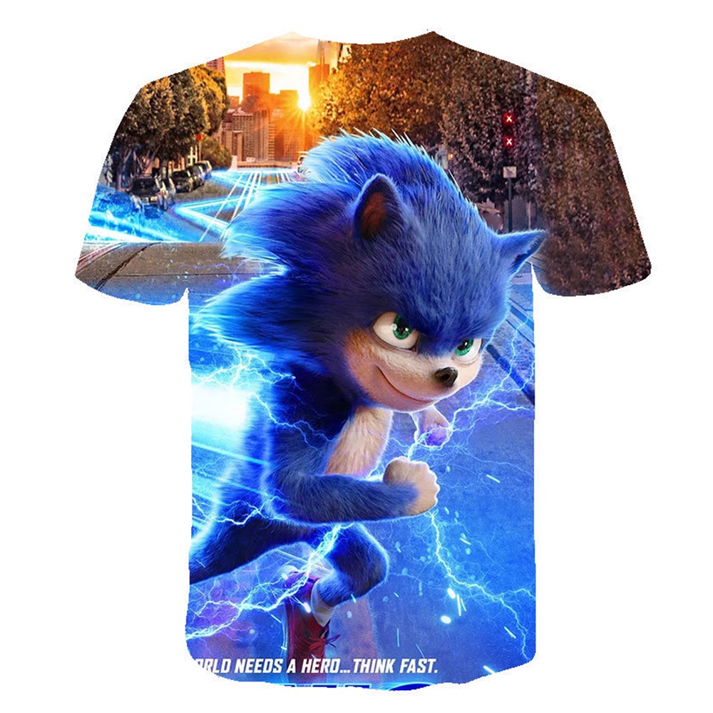 Áo Thun Tay Ngắn Cổ Tròn Họa Tiết Hoạt Hình Sonic Hedgehog 3D Dễ Phối Đồ Thời Trang Mùa Hè Cho Bé