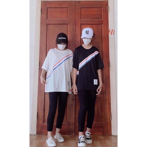 Bộ áo phông sọc chéo +quần legging HT12