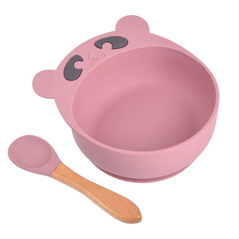 Bộ 3 Món Tô / Muỗng / Nĩa Silicone Có Giác Hút Chống Trượt Cho Bé Tập Ăn