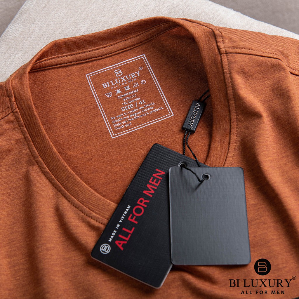 Áo phông nam Biluxury 4APKH023CAM thun cotton co giãn 4 chiều siêu nhẹ thoải mái vận động | BigBuy360 - bigbuy360.vn