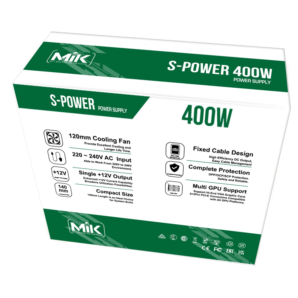 Nguồn máy tính MIK SPower S400| S500 công suất thực CHÍNH HÃNG