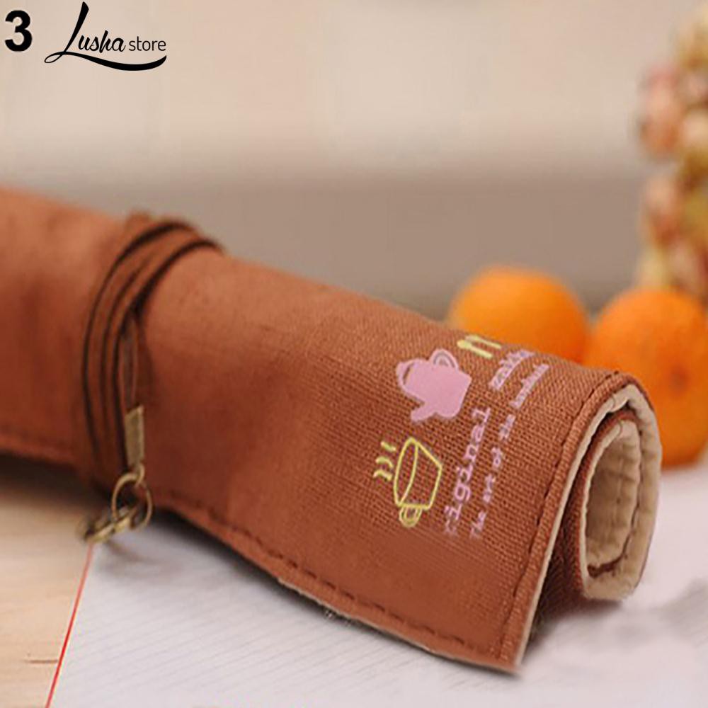 Túi đựng bút dạng cuộn chất liệu vải canvas phong cách cổ điển | BigBuy360 - bigbuy360.vn