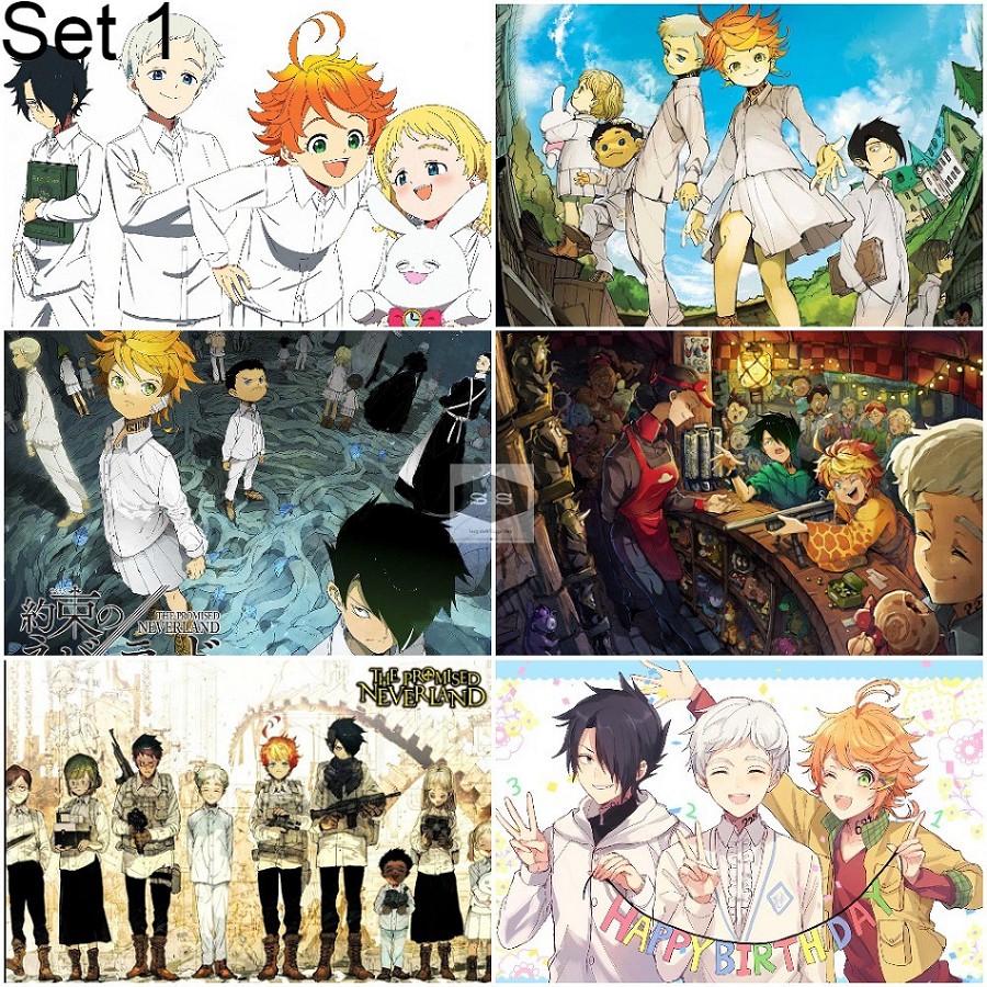 Bộ 6 Áp phích - Poster Anime The Promised Neverland - Miền Đất Hứa (bóc dán) - A3,A4,A5