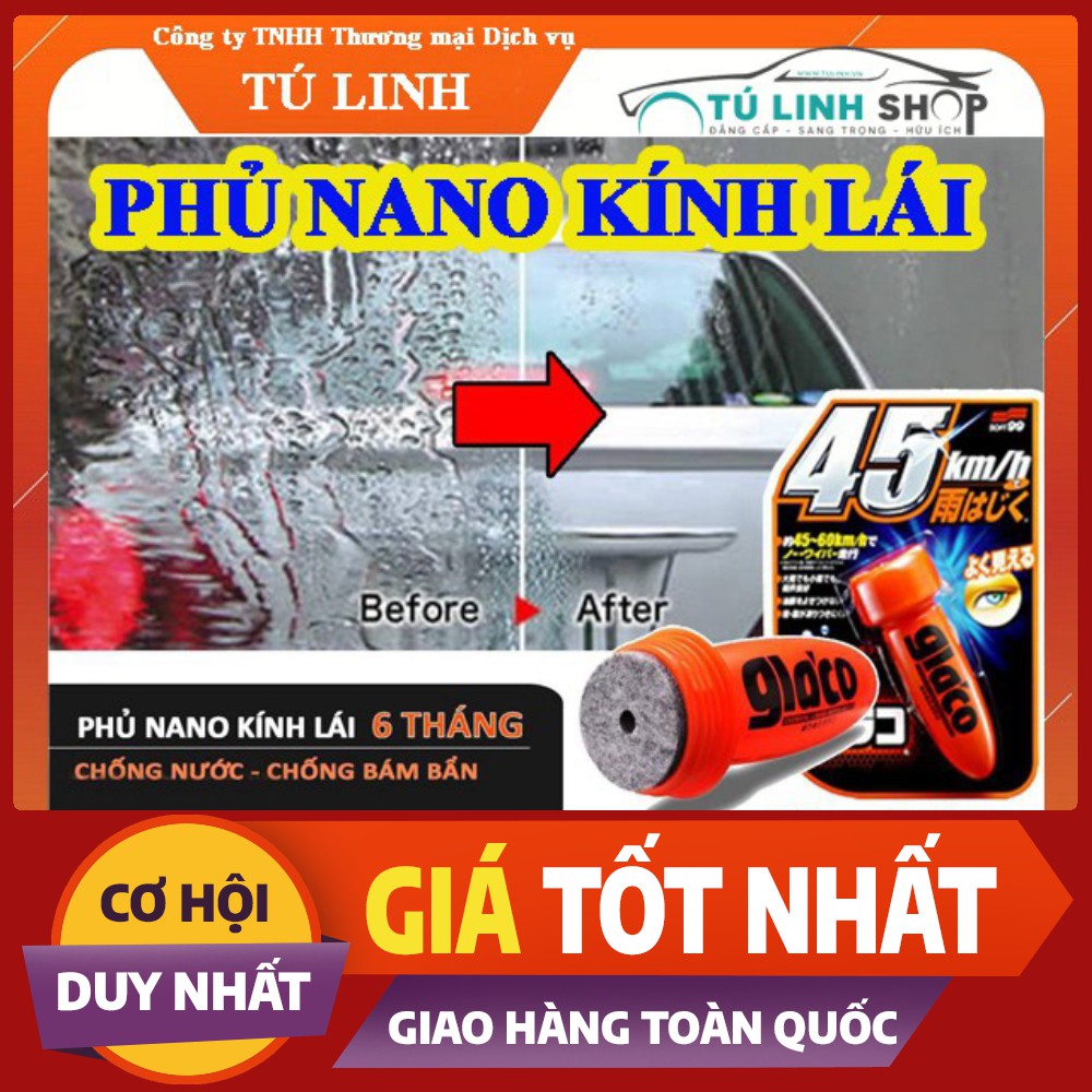 Phủ Nano Kính lái ô tô chống nước tuyệt đối Glaco Roll On - chính hãng Soft99