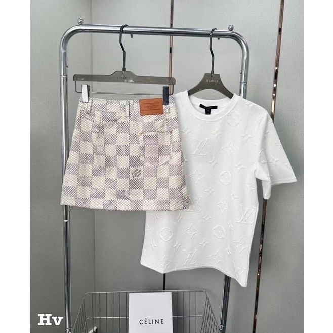 Set áo + chân váy LV hàng quảng châu cao cấp
