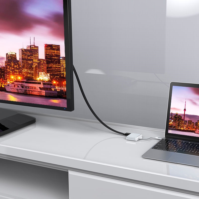 Bộ Chuyển Đổi USB C Hdmi HUB Type-C Sang Hdmi 4K VGA 1080P 2 Trong 1 Cho Laptop / Điện Thoại / Máy Chiếu / TV