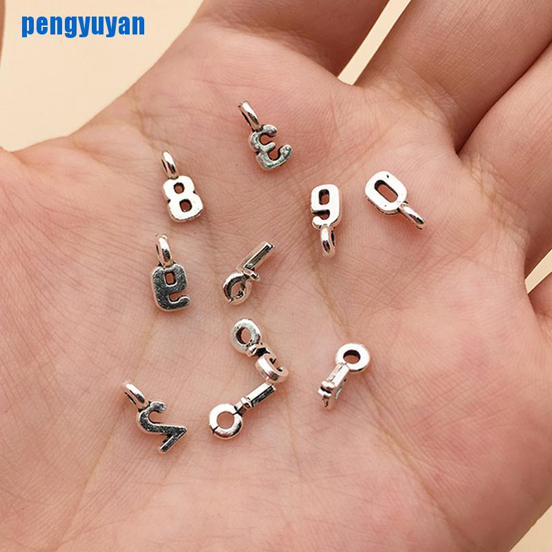 CHARMS Bộ 10 Mặt Dây Chuyền Hợp Kim Khắc Số Độc Đáo Diy