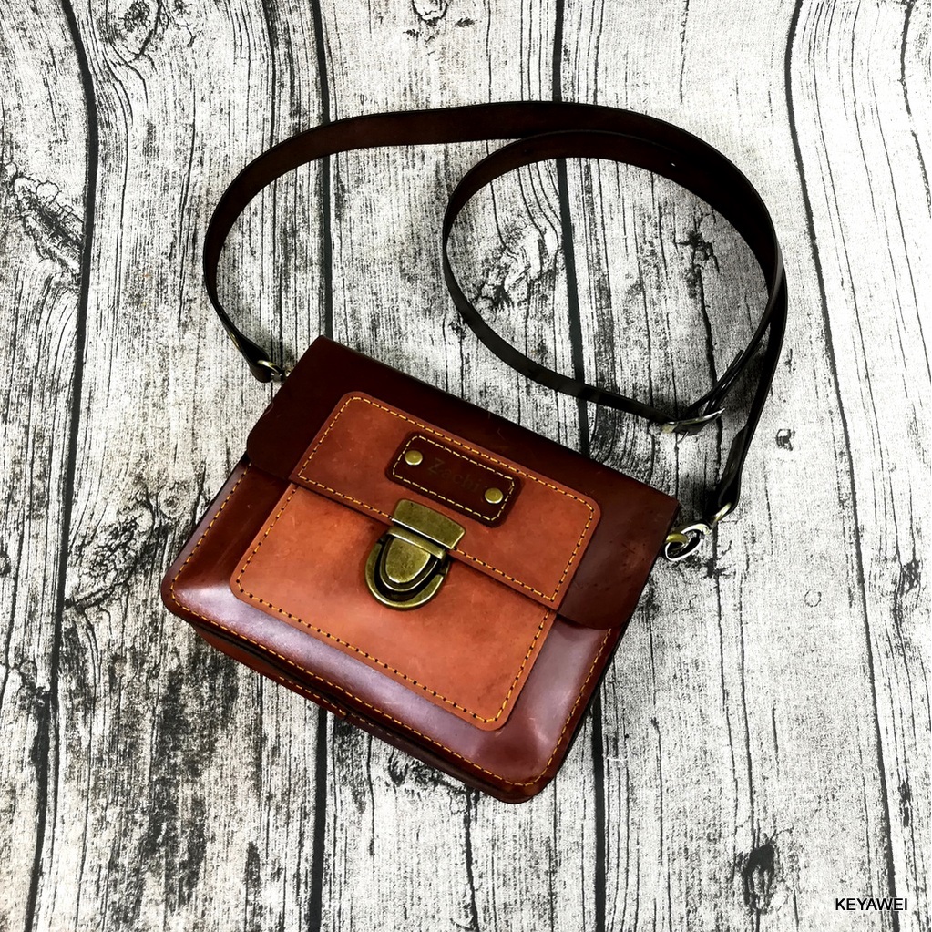 Túi Xách Nam ZACHI Da Bò Thật Sản Phẩm Handmade Cao Cấp Màu Nâu Mã ZC90 KT 20x16x5 cm