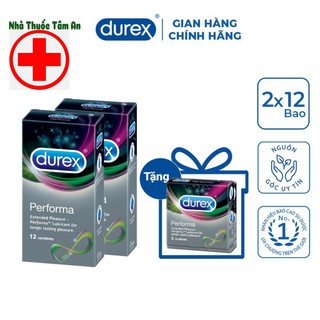 Bộ 2 hộp bao cao su Durex Performa + Tặng 1 hộp bao cao su Durex Performa 3 bao