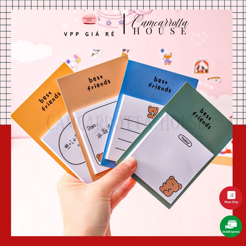 Giấy note ghi chú dán được hình gấu nâu thỏ trắng cute dễ thương (30 tờ)