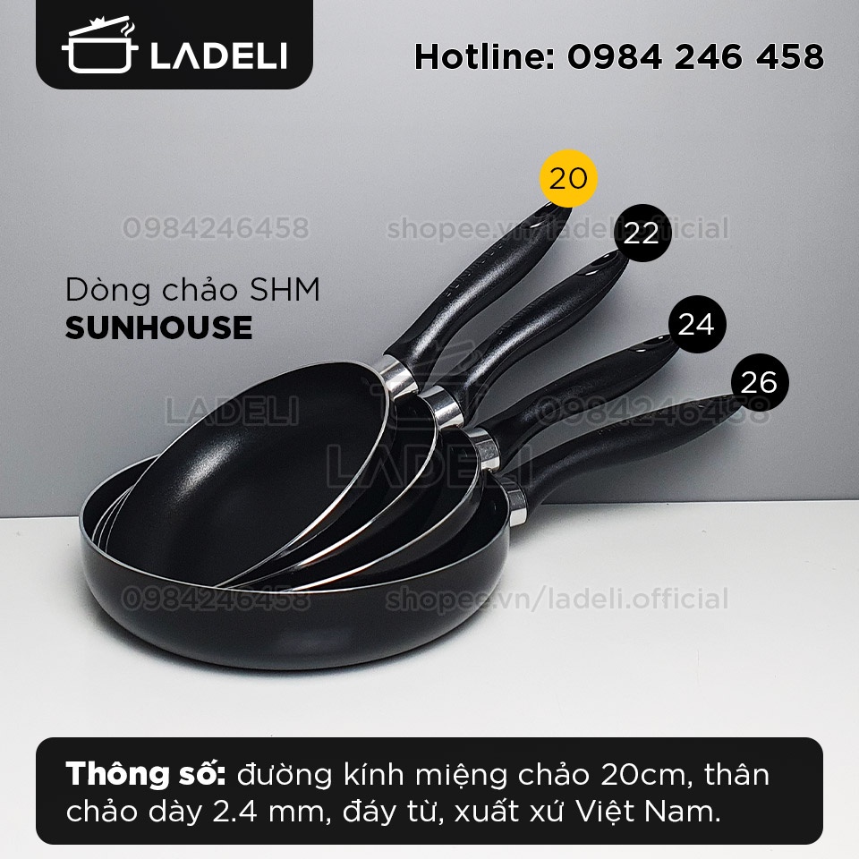 Chảo chống dính đáy từ SUNHOUSE SHM20 size 20cm