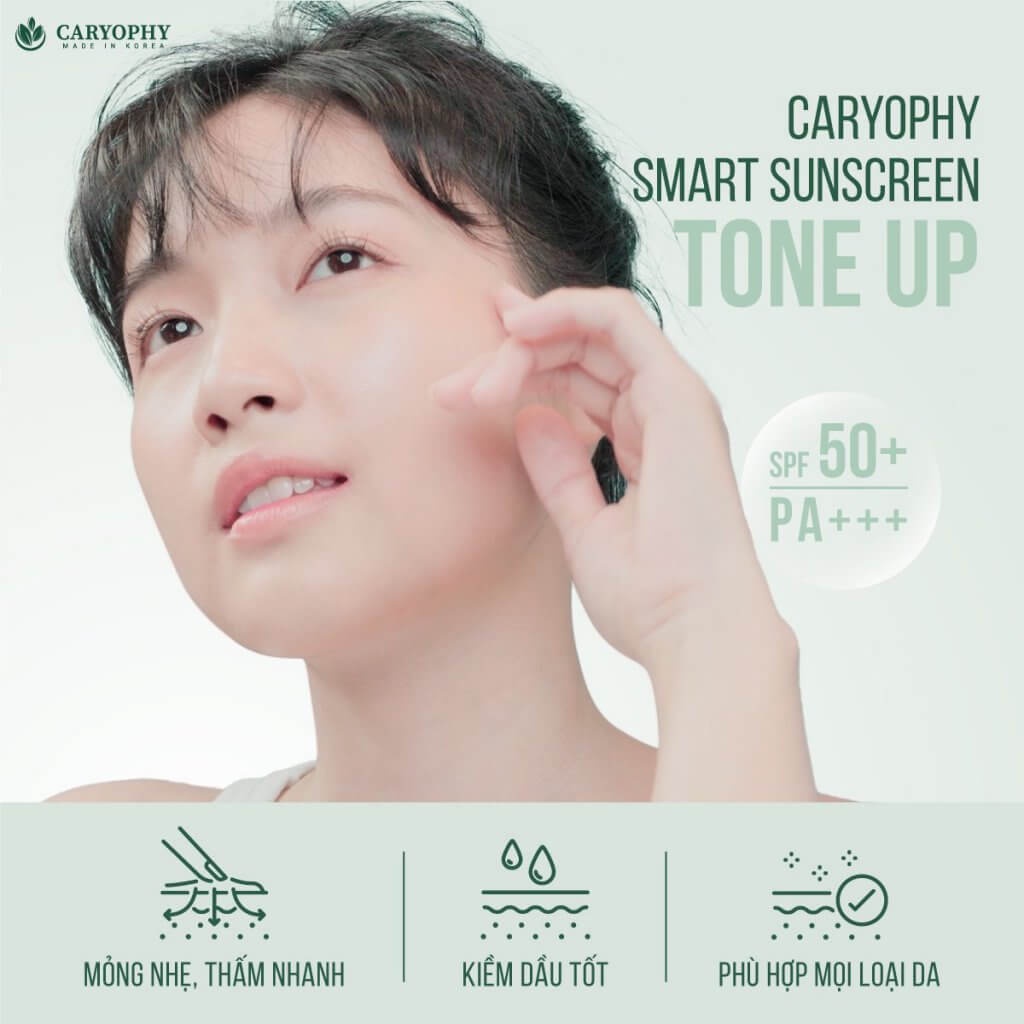 Combo 3 Gói Sample Kem Chống Nắng Thông Minh 3IN1 Caryophy Smart Sunscreen Tone Up SPF50+/ PA +++ 5ml