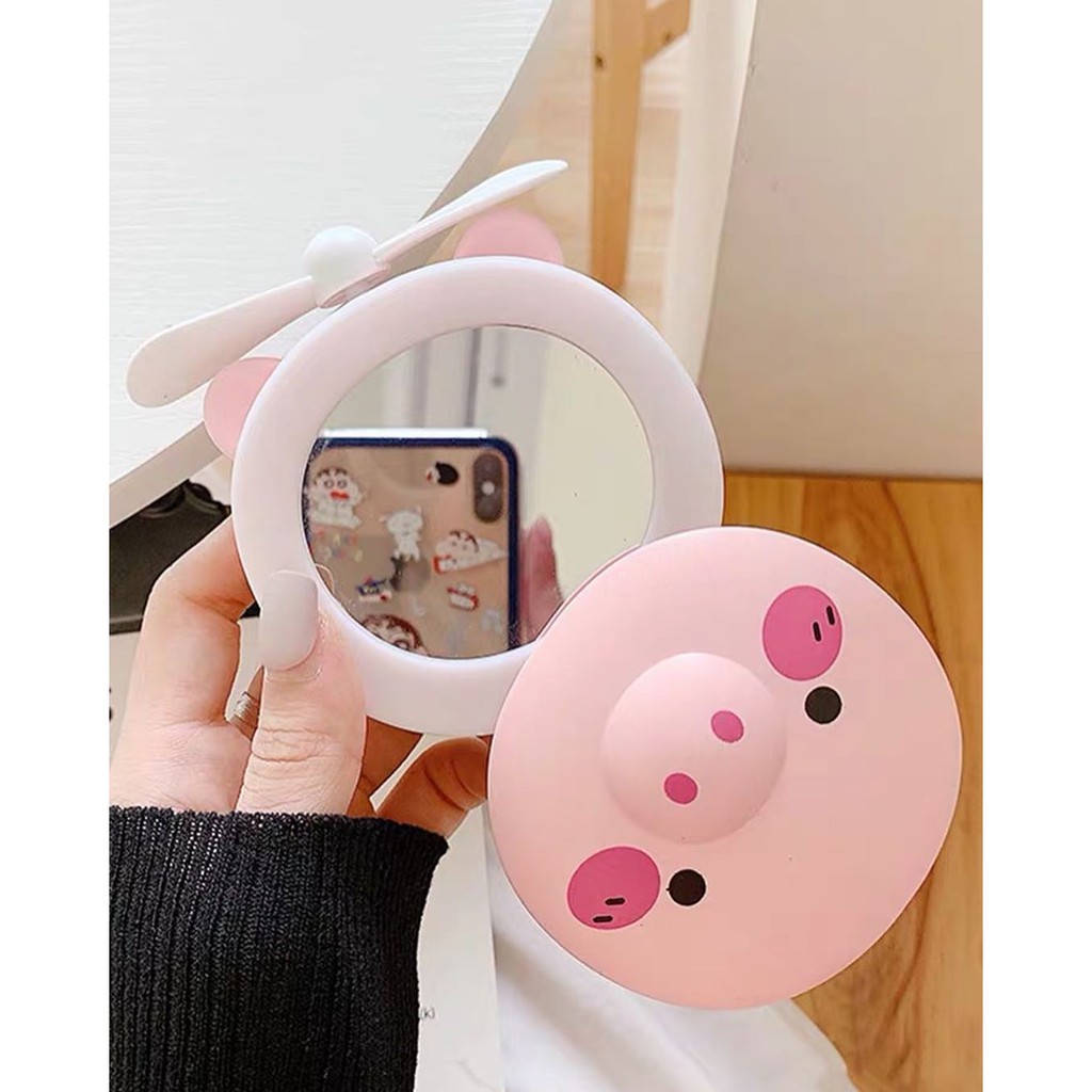 Quạt mini 3in1 hình heo hồng cute