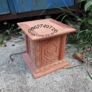Đế hộp vuông,kỷ chiện sen gỗ hương cao 25cm