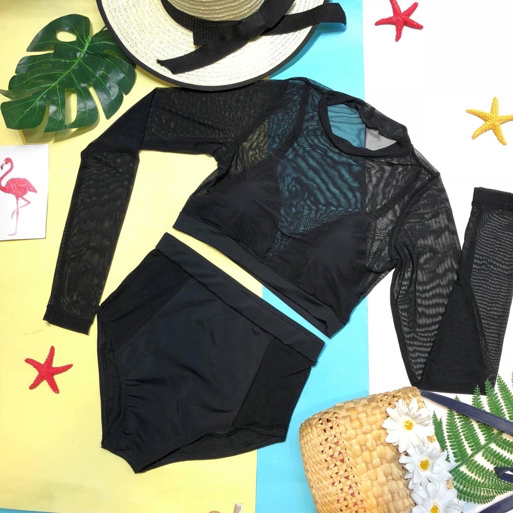 Bikini đi biển F.DYRRA dài tay, bộ đồ đi biển dài tay, kèm mút ngực tạo đường cong, che khuyết điểm. | BigBuy360 - bigbuy360.vn