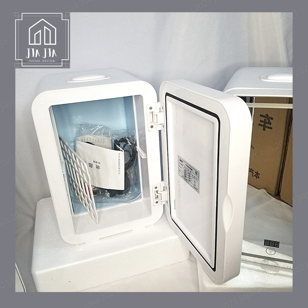 [Hàng có sẵn] Tủ lạnh 8L tích hợp gương và đèn LED, hiển thị nhiệt độ - Tủ lạnh mini cao cấp chuyên dụng đựng mỹ phẩm