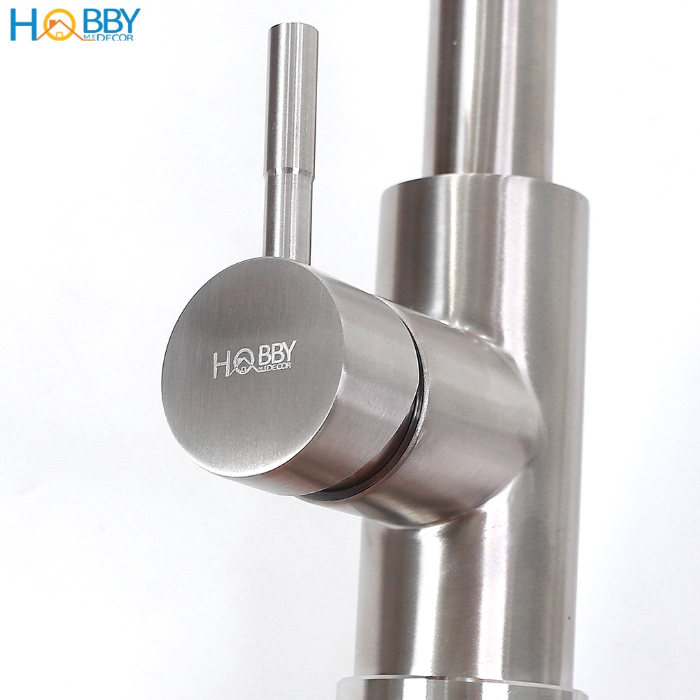 Vòi rửa chén nóng lạnh dây rút HOBBY Home Decor VDR4 Inox 304 - 2 chế độ phun - đầu vòi kéo dài - kèm 2 dây cấp