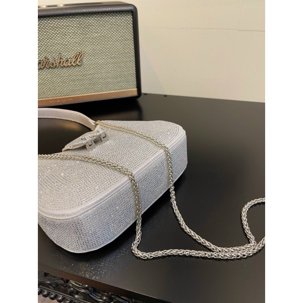 Túi kẹp nách W.A.N.G đá lấp lánh có dây xích đeo chéo siêu xinh