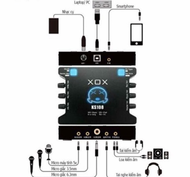 Sound Card Thu Âm Livestream XOX KS-108 bản tiếng anh bảo hành 6 tháng