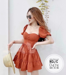 Bigsize Đầm tầng cúp ngực D474