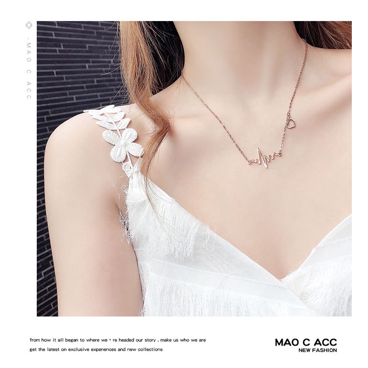 Vòng cổ Thép Titan Mặt Nhịp Tim Phong Cách Hàn Quốc