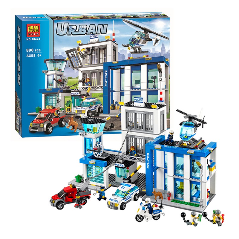 Bộ Đồ Chơi Lắp Ghép Kiểu LEGO Mô Hình Đồn Cảnh Sát Urban Police BELA 10424 Với 890 Chi Tiết