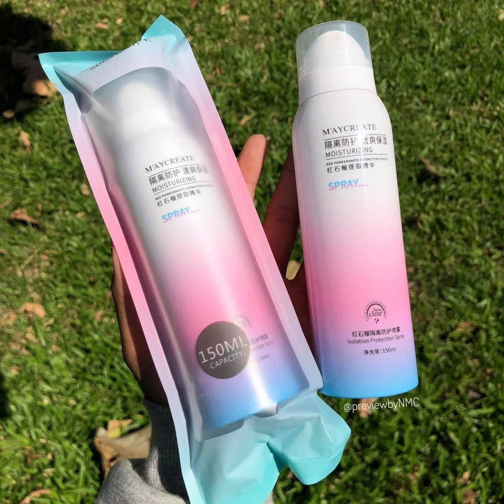 Xịt khoáng chống nắng Maycreate Moisturizing Spray 150ml nâng tone da trắng sáng không bắt nắng xịt toàn thân nội địa | BigBuy360 - bigbuy360.vn
